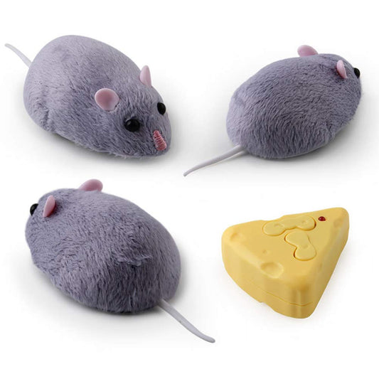 Remote Control Mouse for Cats, Electric Plush Mouse with Cheese Remote Control, Cat Toy