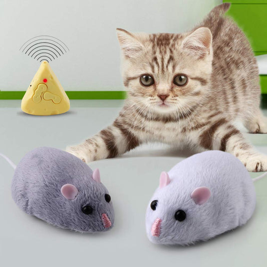 Remote Control Mouse for Cats, Electric Plush Mouse with Cheese Remote Control, Cat Toy