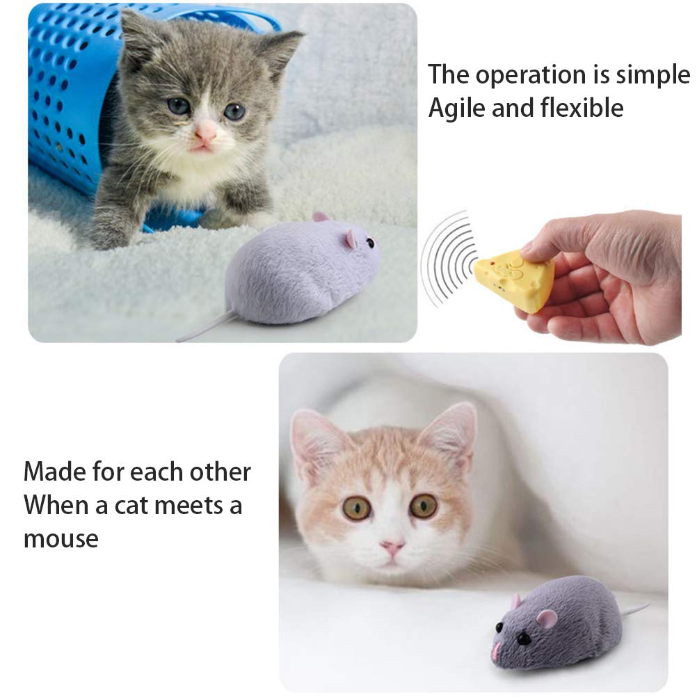 Remote Control Mouse for Cats, Electric Plush Mouse with Cheese Remote Control, Cat Toy