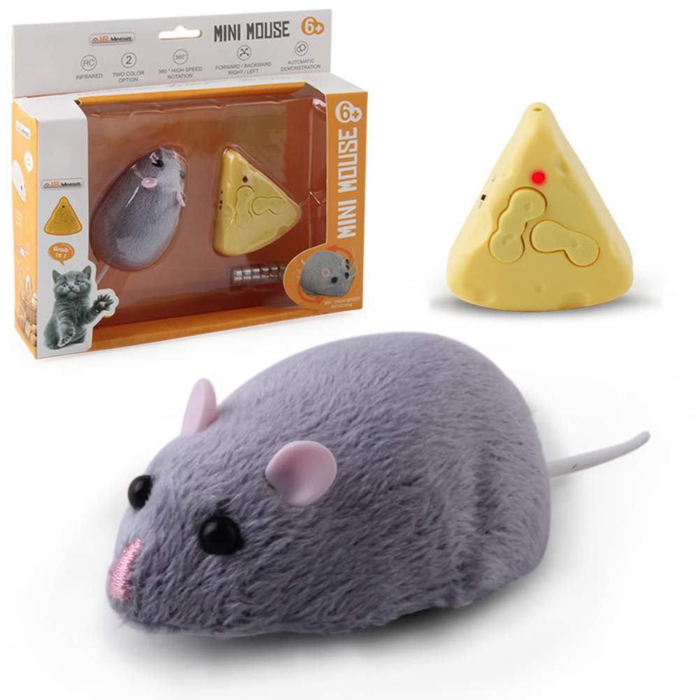 Remote Control Mouse for Cats, Electric Plush Mouse with Cheese Remote Control, Cat Toy